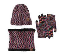 Scarf Gloves Hat Set for Men Neck Warmer Wool Thermal Cap Outdoor Sport Ski Mittens Men Women Scarf Hat Set Men (Hot Pink, One Size)