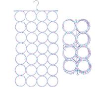 Scarf Hanger with 28 Ring Hole Foldable Belt Hanger Rack Shawl Organiser Ring Rope Slots Holder Wardrobe Space Saving Organiser Non-Slip for Storing Wrap Shawl Tie Belt Scarves Sock (Random Color)