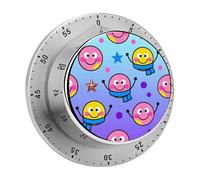 Scarf Happy Face Kitchen Timer 60 Minute Visual Wind Up Timers Indoor Mechanical Timers with Magnetic Base Stainless Steel Timer for Home Cooking Time Management Tool