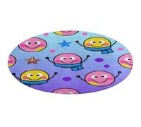 Scarf Happy Face Round Area Rug Non Slip Backing Doormat Water Absorbent Plush Throw Low-Pile Non-Slip Floor Mat Carpet for Living Room Bedroom Entryway Nursery Room 90 * 90cm