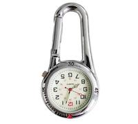 Scarf Shack Clip-On Carabiner Watch for Backpack & Belt Loop - Unisex Fob Watches for Nurses, Doctors, Paramedics, Hiking, Camping & Outdoor Activities (Shiny Silver with Luminous Face)