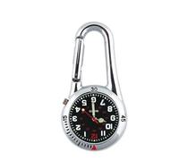 Scarf Shack Clip-On Carabiner Watch for Backpack & Belt Loop - Unisex Fob Watches for Nurses, Doctors, Paramedics, Hiking, Camping & Outdoor Activities (Shiny Silver with Black Face)
