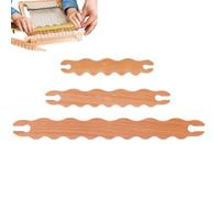 Scarf Weaving Sticks, Wooden Wavy Sticks, Small Shuttle Weaving Rods 3 Pieces, Handmade Craft Rods for Knitting Projects, Beginners