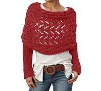 Scarf with Sleeves for Women Knitted Cable Wrap Girls Ladies Multifunctional Hollow Out Knitted Crochet Tops Cocoon Oversized Thick Cotton Shrugs with Sleeves Cream Nacy Fluffy Shawls Cape Plus Size