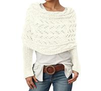 Scarf with Sleeves for Women Knitted Cable Wrap Girls Ladies Multifunctional Hollow Out Knitted Crochet Tops Cocoon Oversized Thick Cotton Shrugs with Sleeves Cream Nacy Fluffy Shawls Cape Plus Size