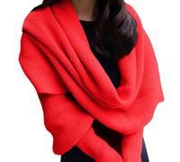 Scarf with Sleeves Women Uk Cape Soft Knitted Sweater Scarf Multifunctional Women Scarfs Elegant off Shoulder Knits Jumpers Warm Knit Scarfs Wrap Shawl Cape Winter Womens Autumn Clothes