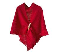 Scarf Women Pashminas Ladies Poncho Large Front Sweater Wrap Topper Knitted Elegant Shawl Cloak, red, One Size