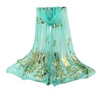 Scarf Women's Stole Chiffon Soft Scarf Floral Lady Women Wrap Stole Pashmina Scarf Long Peacock Multicoloured Scarf Cashmere Scarf Black Women's Colourful Scarf Women, lightblue, One Size