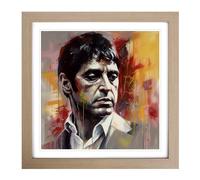 Scarface Gestural Art Framed Print | 18x18 Inch Oak Framed Wall Art | Ready to Hang | Eclectic Historical Picture | Living Room Bedroom Lounge Office