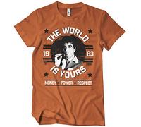 Scarface Officially Licensed The World is Yours Mens T-Shirt (Orange), Medium