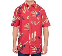 Scarface Tony Montana Hawaiian Adult Costume Button Up Shirt Red