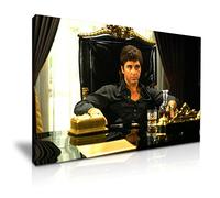 Scarface Tony Montana Icon Canvas Wall Art Picture Print Best Gift for Scarface Movie Drug Dealer Fan Home Office Decoration (S: 46cm X 31cm)