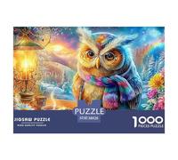 Scarfed, Bespectacled Owl Writes by Candlelight 1000 Piece Jigsaw Puzzle Dreamy Owl Recycled Cardboard, Great Gift for All Ages 38x26cm/1000pcs