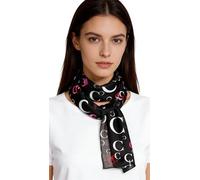 Scarfs for Women, Lightweight Soft Silky Scarves, Initial Alphabet Monogram Satin Chiffon Neckerchief, Hair Wrap, C-black, One Size