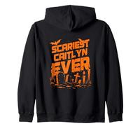 Scariest Caitlyn Ever Halloween Apparel with Graveyard Zip Hoodie