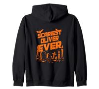 Scariest Oliver Ever Halloween Apparel with Graveyard Theme Zip Hoodie