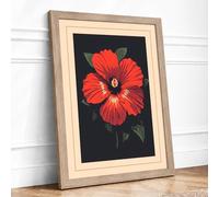 Scarlet Bloom Botanical Framed Wall Art Print A1 (84.1×59.4cm) Oak, Wall Decor for Living Room, Bedroom, Office & Home, Ready to Hang, Art Gift