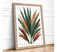 Scarlet Botanical Framed Wall Art Print A2 (59.4×42cm) Oak, Wall Decor for Living Room, Bedroom, Office & Home, Ready to Hang, Art Gift