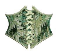 SCARLET DARKNESS Corset Belt for Women Floral Lace Up Boned Underbust Corset Waist Belts, Emerald Daisy, 16