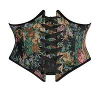 Scarlet Darkness Corset Belt for Women Floral Lace Up Boned Underbust Corset Waist Belts, Midnight Garden, 14