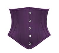 Scarlet Darkness Corset Belt for Women Underbust Satin Waist Training Cincher Corset, Deep Purple, 6