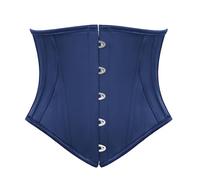 Scarlet Darkness Corset Belt for Women Underbust Satin Waist Training Cincher Corset, Navy Blue, 14