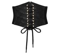 Scarlet Darkness Corset Belts for Women Lace-up Tied Waspie Waist Belt Renaissance Corset, Black, XXL