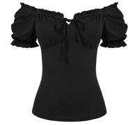 Scarlet Darkness Corset Tops for Women Peasant Blouse Off the Shoulder, Black, XXL