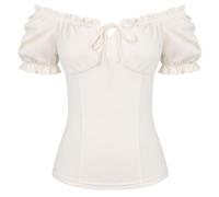 Scarlet Darkness Corset Tops for Women Peasant Blouse Off the Shoulder, White, XL