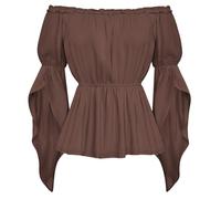 SCARLET DARKNESS Cottagecore Blouse Renaissance Tops Women Off Shoulder Victorian Tops Vintage Peasant Blouse for Summer Beach Coffee S