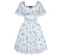 Scarlet Darkness Floral Corset Dress for Women Ruched Bust Sundress 2025 Flowy Midi Dresses, Blue Flower, L