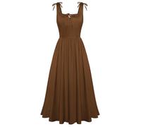 Scarlet Darkness Goth Pirate Dress for Women Long Length Renaissance Peasant Dresses Coffee L