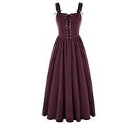 SCARLET DARKNESS Gothic Corset Dress Red Medieval Costume A-Line Halloween Cosplay Christmas Dresses for Women UK Wine S