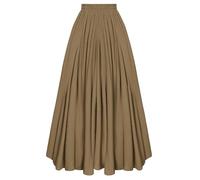 SCARLET DARKNESS Halloween Costume Women's Long Skirt with Ruffles A-line Victorian Skirt with Pockets Yellow Coffee S