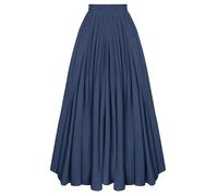 SCARLET DARKNESS Halloween Costume Women's Long Skirt with Ruffles A-line Victorian Skirt with Pockets Navy Blue S