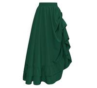 SCARLET DARKNESS Ladies Green Victorian Maxi Skirt Elastic High Waist Plus Size Long Skirts for Women UK Halloween Christmas Party XL