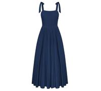 SCARLET DARKNESS Ladies Halloween Renaissance Dresses for Women UK Cotton A-Line Spaghetti Strap Flowy Sun Dress Long Dark Blue M