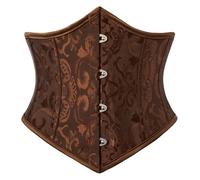 SCARLET DARKNESS Ladies Vampir Bustier Corset Vintage Retro Waist Trainer with Fishbone Brown Jacquard 18
