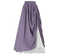 Scarlet Darkness Maxi Long Skirt for Women Double-Layer Victorian Renaissance Skirts, Purple, L