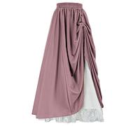 Scarlet Darkness Maxi Long Skirt for Women Double-Layer Victorian Renaissance Skirts, Purple, XL