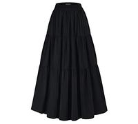 Scarlet Darkness Maxi Long Skirts for Women Summer Flowy Renaissance Skirt with Pockets, Black, M