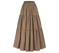 SCARLET DARKNESS Maxi Long Skirts for Women Summer Flowy Renaissance Skirt with Pockets, Brown, XL