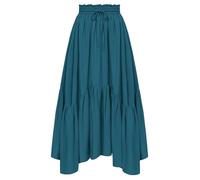 Scarlet Darkness Maxi Skirts for Women Flowy Boho Renaissance Skirt, Blue Green, XL