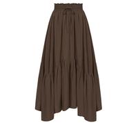 Scarlet Darkness Maxi Skirts for Women High Waist Renaissance Skirt Long Skirt with Pockets, Dark Brown, XL