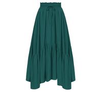 Scarlet Darkness Maxi Skirts for Women High Waist Renaissance Skirt Long Skirt with Pockets, Dark Green, M