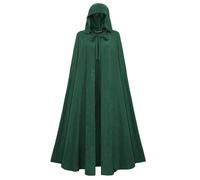 SCARLET DARKNESS Medieval Cape Women Steampunk Cloak with Hood Unisex Long Coat Dark Green