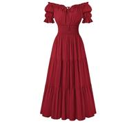 Scarlet Darkness Off Shoulder Puff Sleeve Renaissance Cottage Pirate Dress