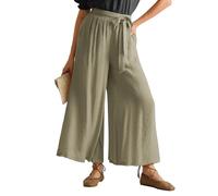 Scarlet Darkness Palazzo Pants for Women Summer Boho High Waisted Wide Leg Pants with Pockets, Khaki, XXL