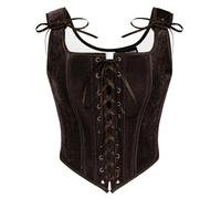 SCARLET DARKNESS Ren Faire Corset for Women Blouse Dress Medival Retro Country Corset Vest Dark Brown 12