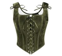 SCARLET DARKNESS Ren Faire Corset for Women Blouse Dress Medival Retro Country Corset Vest Olive Green 12